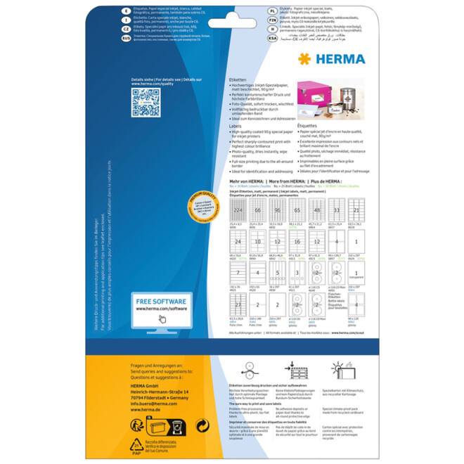 Etiket HERMA 4820 66x33.8mm wit 600stuks