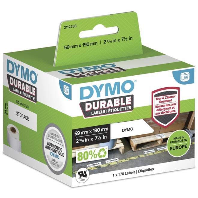 Etiket Dymo LabelWriter industrieel 59x190mm 1 rol á 170 stuks wit