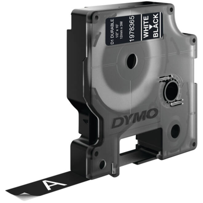 Labeltape Dymo LabelManager D1 polyester 12mm wit op zwart