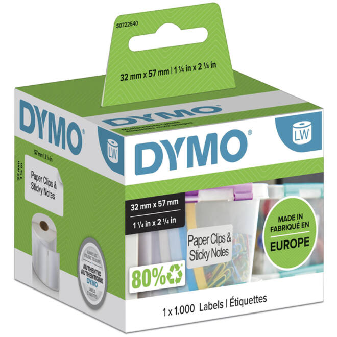 Etiket Dymo LabelWriter multifunctioneel 32x57mm 1 rol á 1000 stuks wit