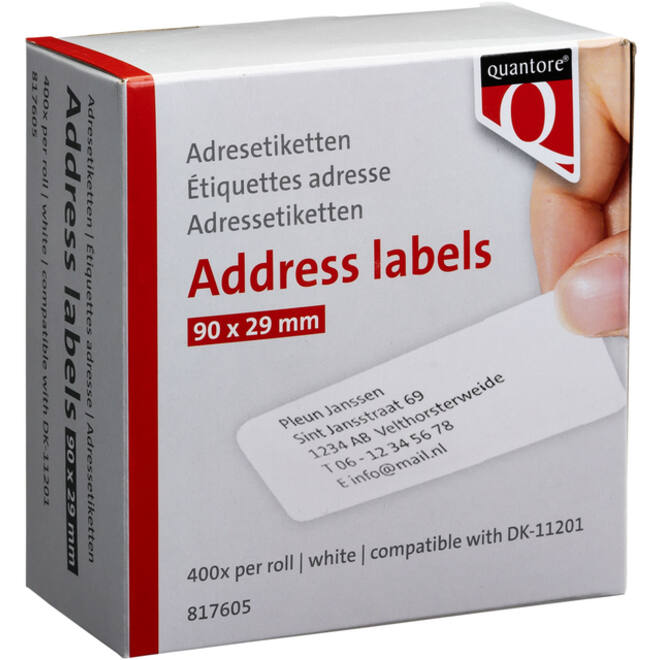 Labeletiket Quantore DK-11201 29x90mm adres wit
