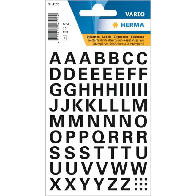 Etiket HERMA 4158 10mm letters A-Z zwart