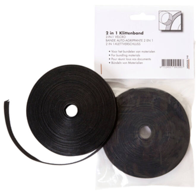 Klittenband IEZZY kabelbinder 2-in 1 13mmx10m zwart