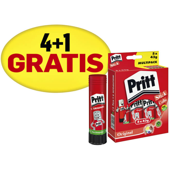 Lijmstift Pritt 43gr promopack 4+1 gratis