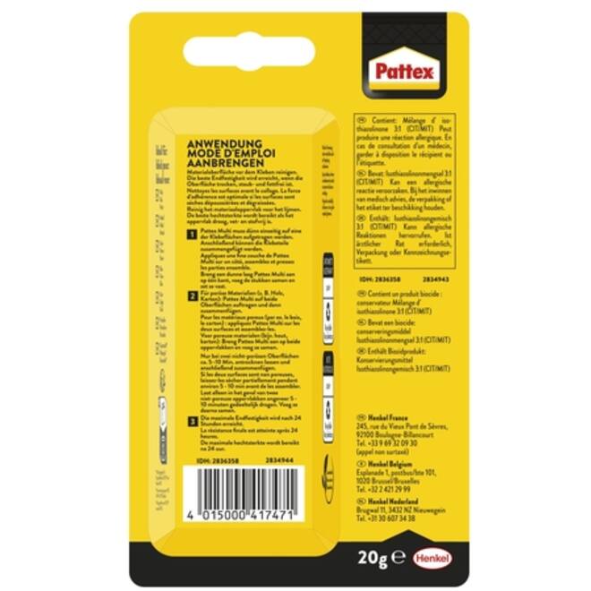 Alleslijm Pattex Multi tube 20gram op blister