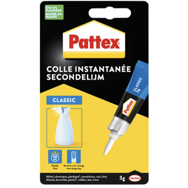 Secondelijm Pattex Classic tube 3gram op blister