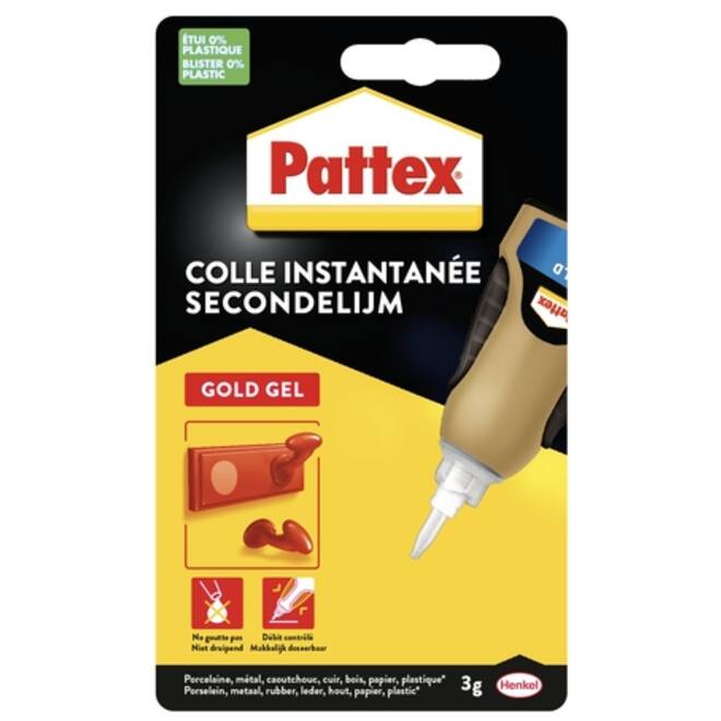 Secondelijm Pattex Gold gel tube 3gram op blister
