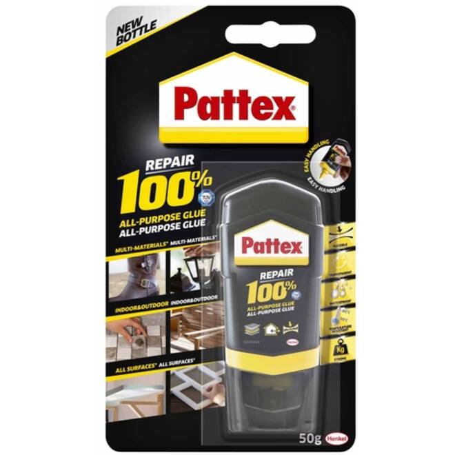 Lijm Pattex 100% tube 50gram op blister