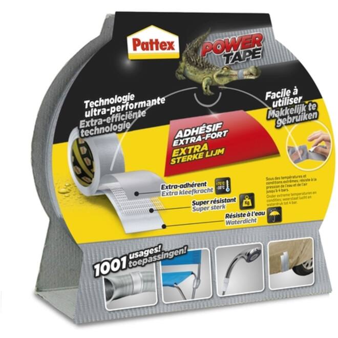 Plakband Pattex Power Tape 50mmx25m grijs