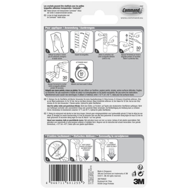 Haak Command mini inclusief bevestigingsstrip transparant 6 stuks