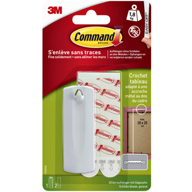 Haak Command kunststof tbv schilderijen incl bevestigingsstrip