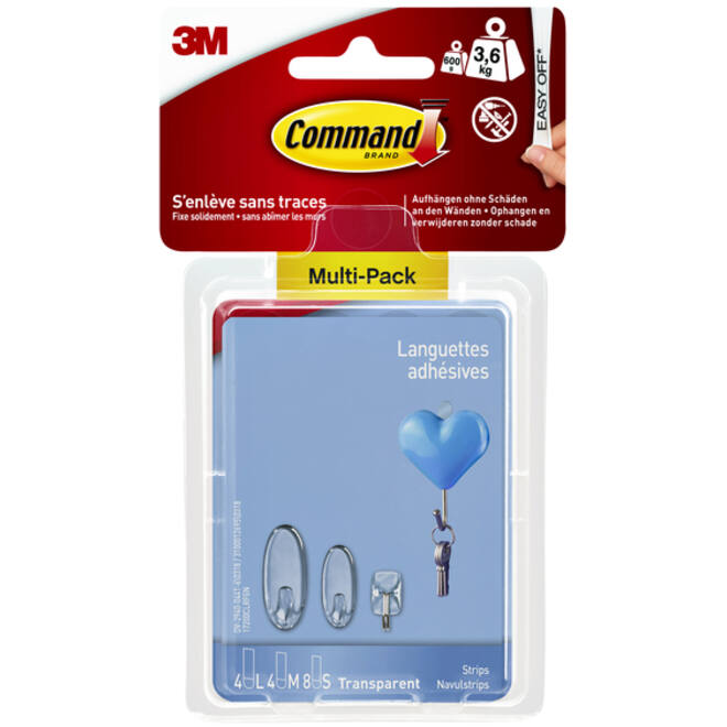 Bevestigingsstrip Command 16 stuks transparant