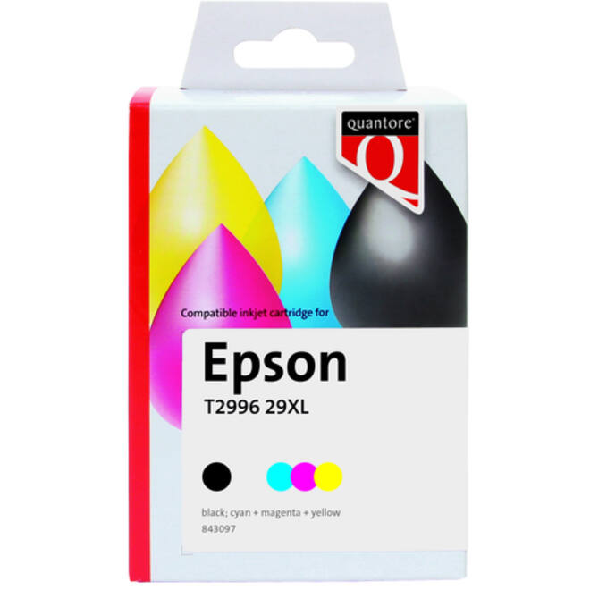 Inktcartridge Quantore alternatief tbv Epson 29XL T2996 zwart + 3 kleuren remanufactured