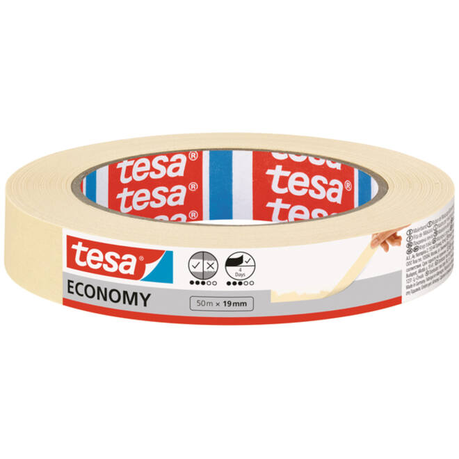 Afplaktape tesa® Economy 50mx19mm geel