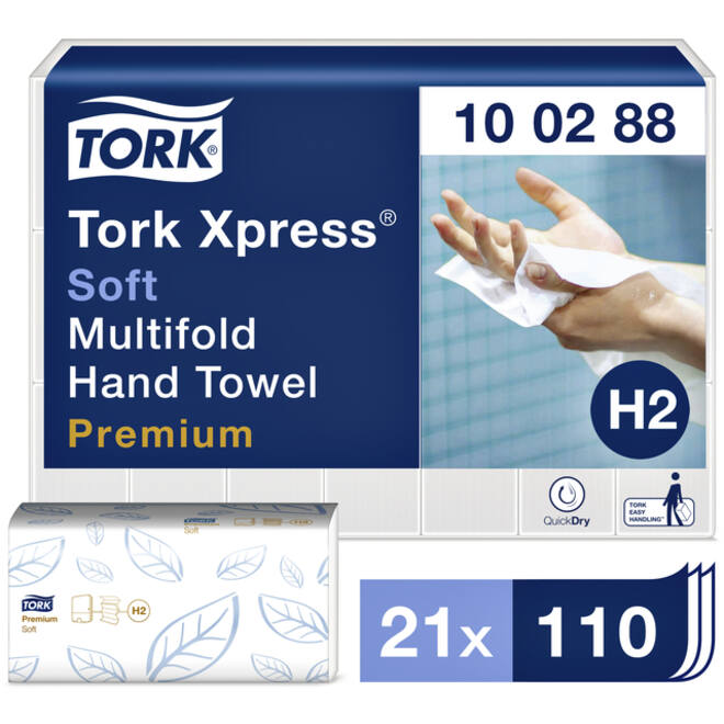 Handdoek Tork H2 multifold Premium kwaliteit 2 laags wit 100288