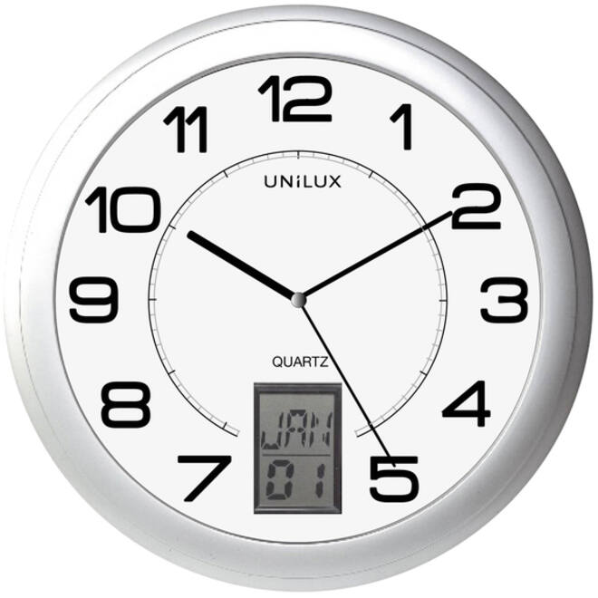 Wandklok Unilux Instinct Ø 30.5cm zilvergrijs/wit