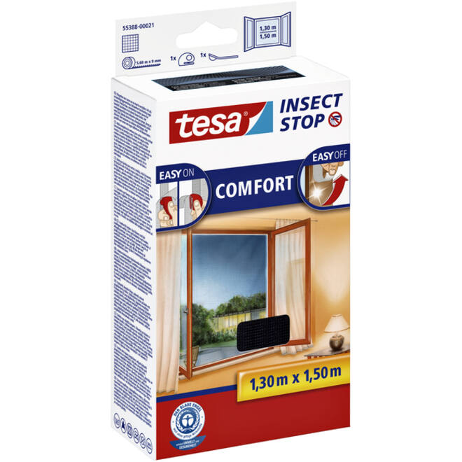 Insectenhor tesa® Insect Stop COMFORT raam 1,3x1,5m zwart