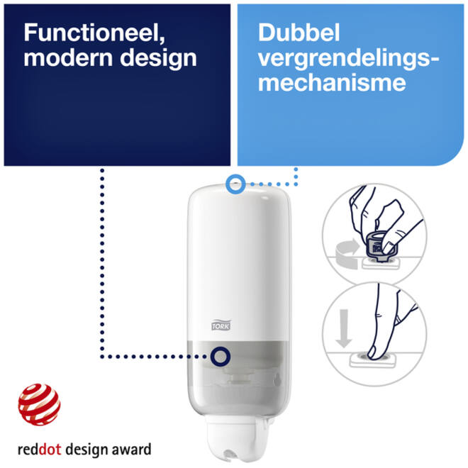 Zeepdispenser Tork S11 Elevation vloeibare en sprayzeep hygienisch wit 560000