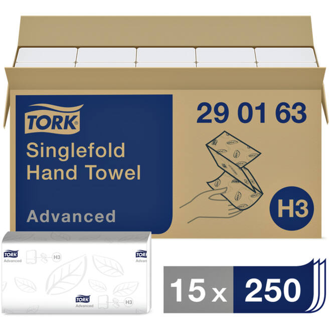Handdoek Tork H3 Advanced Z-gevouwen 2-laags wit 290163