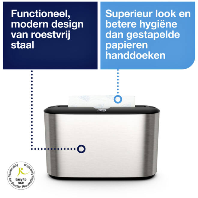 Handdoekdispenser Tork Express Image lijn Countertop Multifold H2 rvs 460005