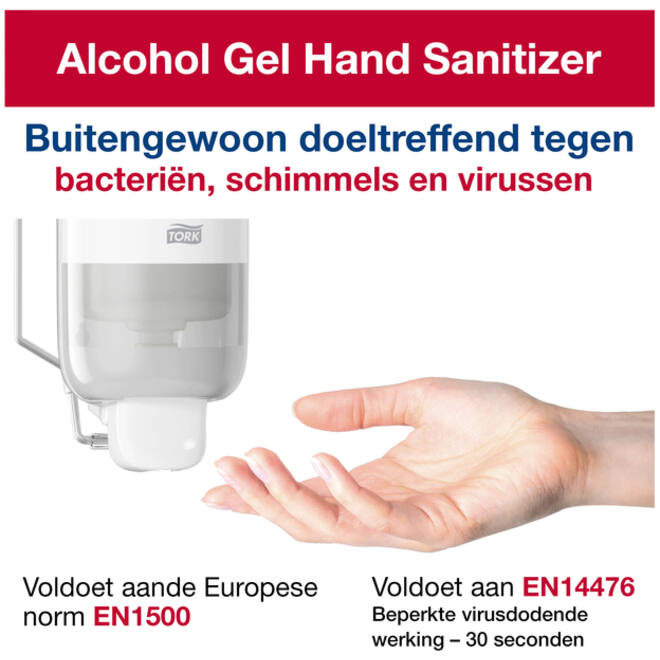 Alcoholgel Tork S1 voor handdesinfectie ongeparfumeerd 1000ml 420103