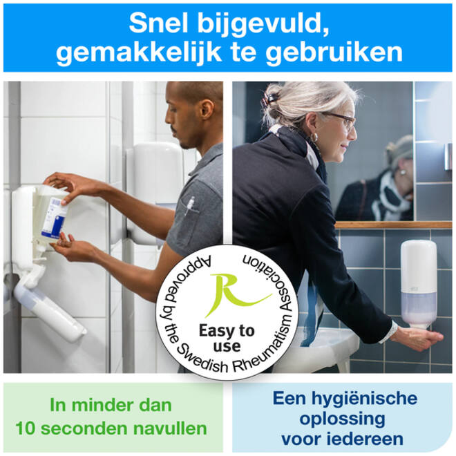 Alcoholgel Tork S1 voor handdesinfectie ongeparfumeerd 1000ml 420103