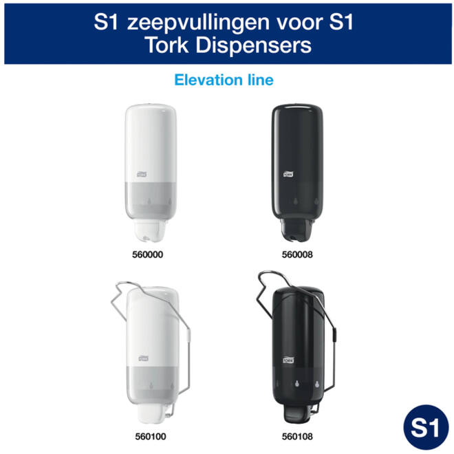 Alcoholgel Tork S1 voor handdesinfectie ongeparfumeerd 1000ml 420103