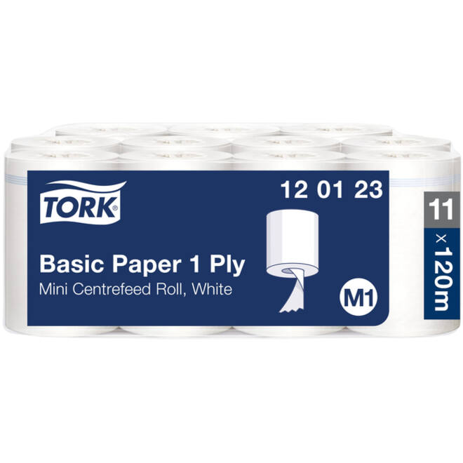 Poetspapier Tork M1 Basic Universal 1-laags 120m wit 120123