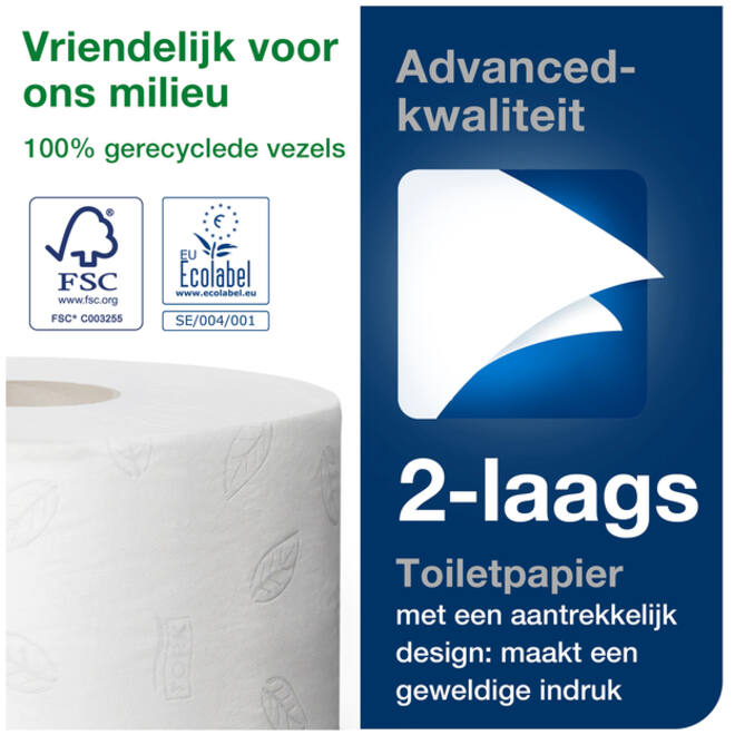 Toiletpapier Tork Mini Jumbo T2 advanced 2-laags 12 rollen wit 120280