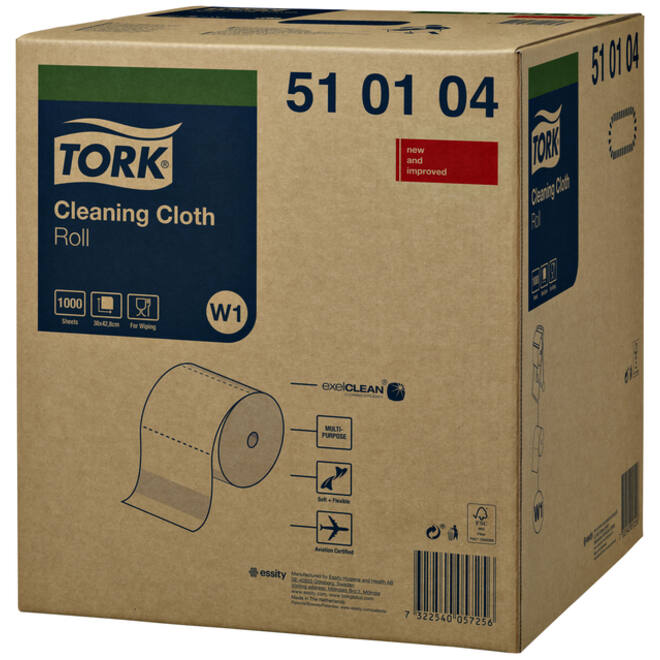 Reiningingsdoek Tork W1 herbruikbaar nonwoven 1000 vel wit 510104