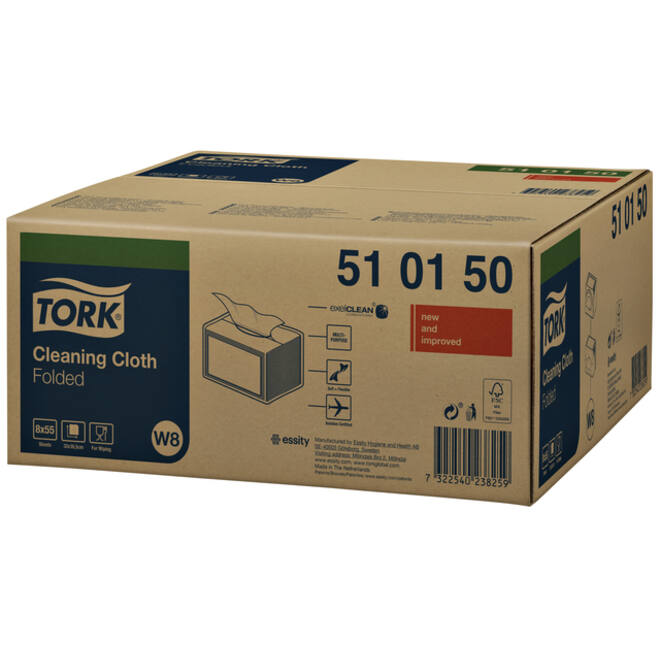 Reinigingsdoek Tork W8 Premium 1-laags 55 vel wit 510150