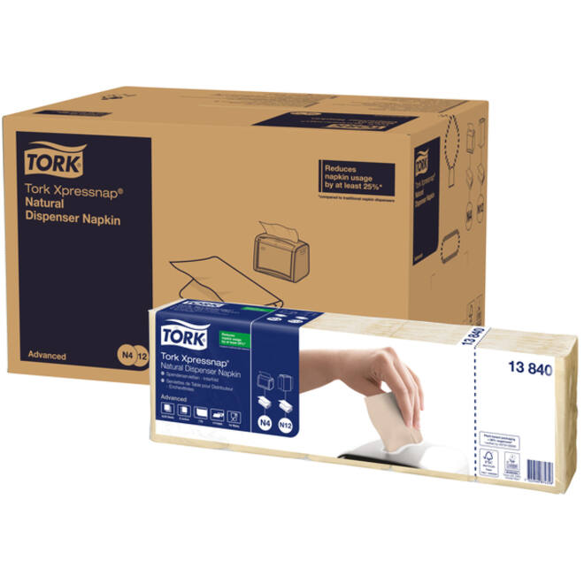 Servetten Tork Enviromental Print 1/8 gevouwen 2-laags 200st Natural 477351
