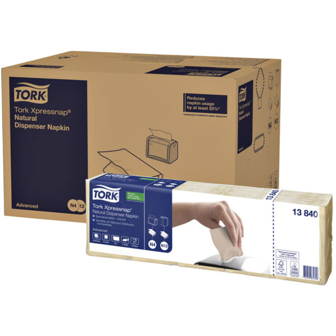 Servetten Tork Xpressnap® N4 100% gerecycled 1-laags naturel 13840