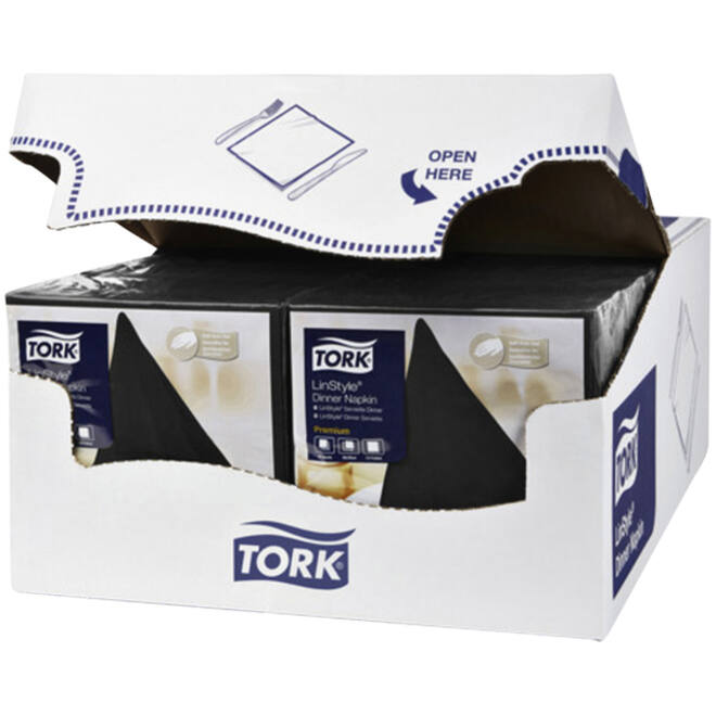 Dinerservet Tork Linstyle Premium 1/4 vouw 1-laags 390x390mm 50 vel zwart 478726