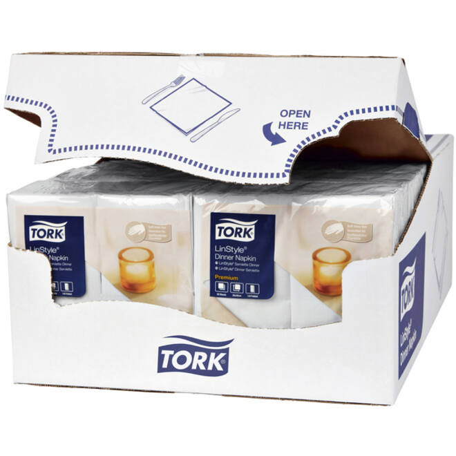 Dinnerservetten Tork Premium LinStyle® 1/8 gevouwen 1-laags 50 st wit 478145