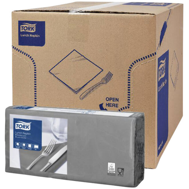 Servetten Tork 2-laags 1/4 gevouwen 200st grijs 477205