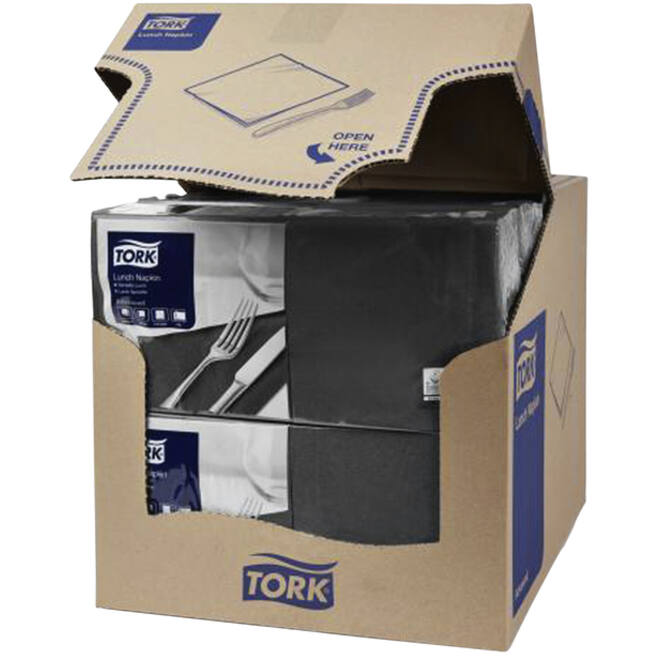 Servetten Tork 2-laags 1/4 gevouwen 200st zwart 477148