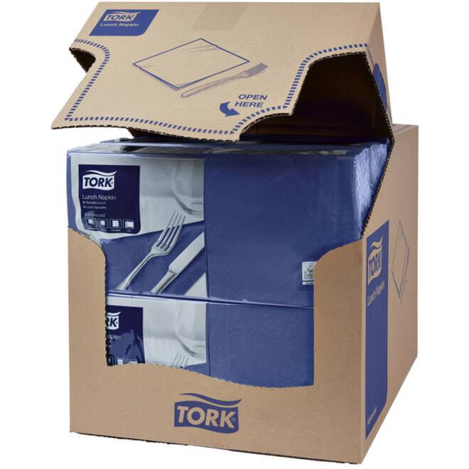 Lunchservet Tork Advanced 1/4 vouw 2-laags 328x325mm 200 vel donkerblauw 477215