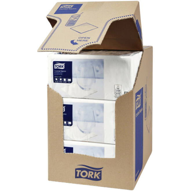 Cocktailservet Tork Advanced 1/4 vouw 2-laags 238x238mm 200 vel wit 477534
