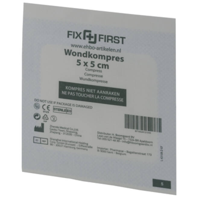 Gaascompressen FixFirst steriel 5x5cm