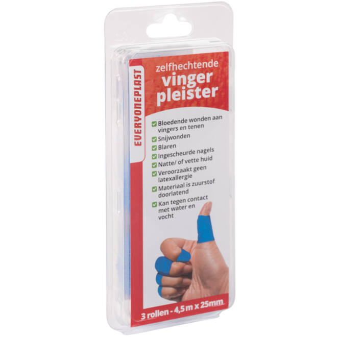 Vingerpleister Allglue zelfklevend op een rol 25mmx4.5m blauw