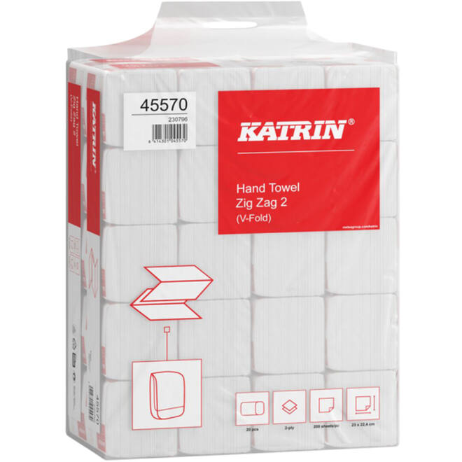Handdoek Katrin Z-vouw 2-laags 23x23cm 20x200st 45570