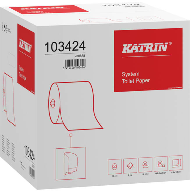 Toiletpapier Katrin System 2-laags wit 36rollen