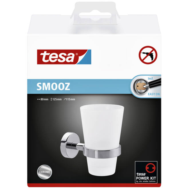 Bekerhouder tesa® Smooz hoogglans verchroomd metaal zelfklevend