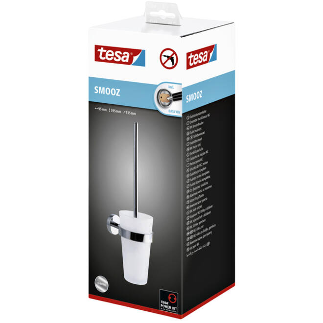 Toiletborstelset tesa® Smooz verchroomd metaal zelfklevend