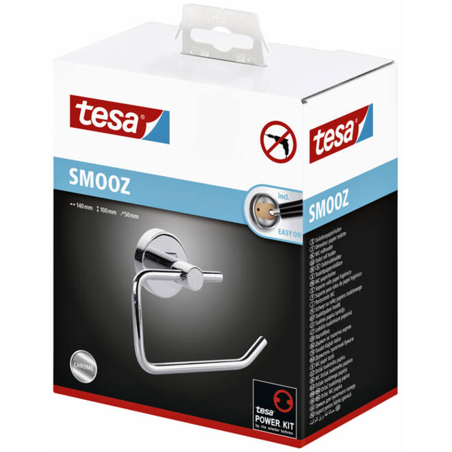 Toiletrolhouder tesa® Smooz hoogglans verchroomd metaal zelfklevend