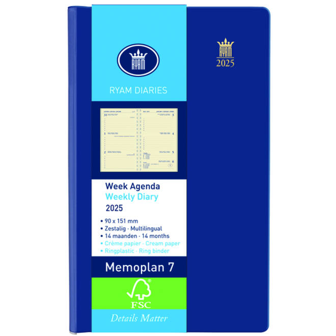 Agenda 2027 Ryam Memoplan 7 Suprema 7dagen/2pagina's ringplastic assorti