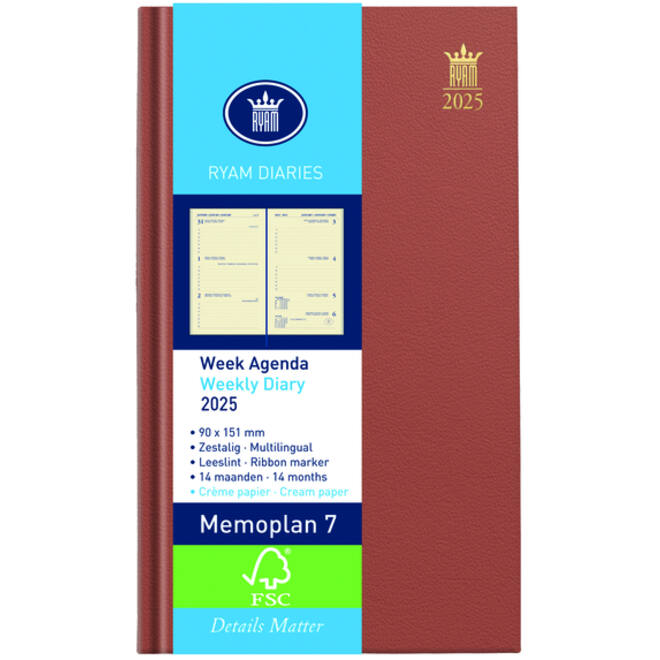 Agenda 2027 Ryam Memoplan 7 Nappa 7dagen/2pagina's assorti