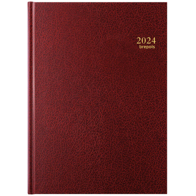 Agenda 2026 Brepols Bremax Santex A4 1dag/1pagina 4 kolommen bordeaux