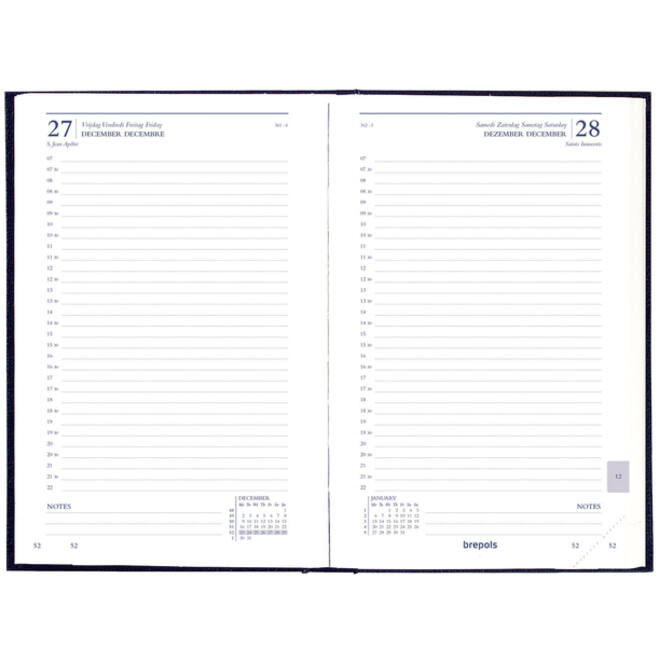Agenda 2026 Brepols Saturnus Luxe 1dag/1pagina blauw